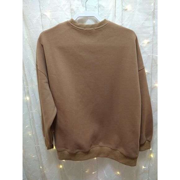 Hazel And Olive Womans 3X One Size Brown Oversized Sweater Smile Embroided Thick - Picture 4 of 6